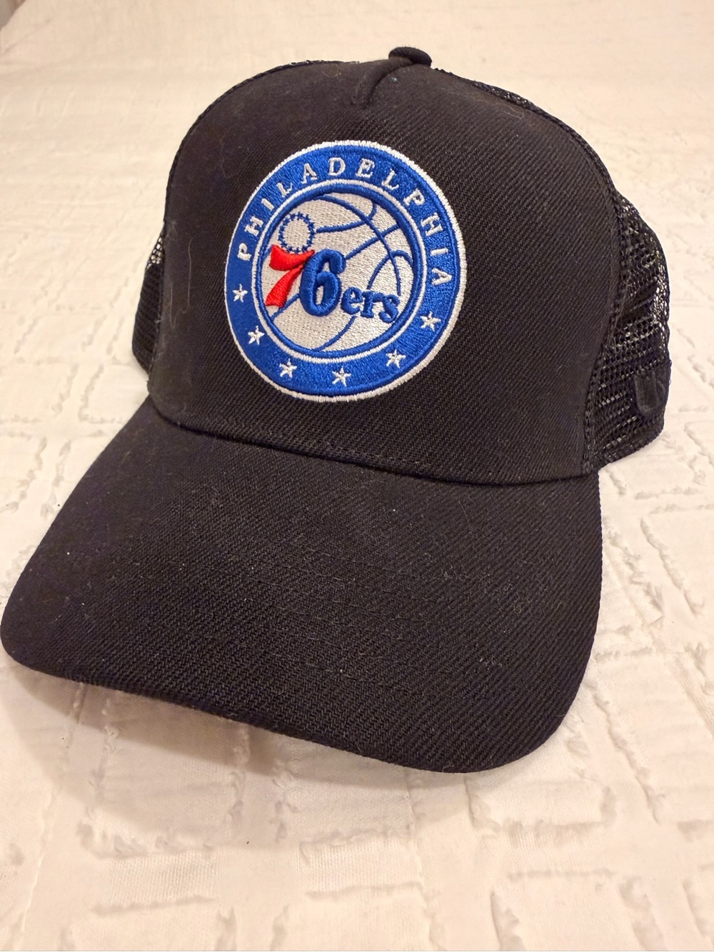 Philadelphia 76ers Black Trucker Hat